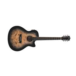 Washburn Deep Forest Burl Grand Auditorium Acoustic-Electric Guitar, Black Fade