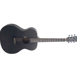 Jay Turser Full-Size Folk HPL Acoustic Guitar, Quilted Satin Black