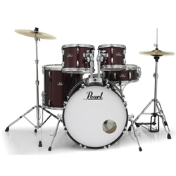 Pearl Roadshow 5-Piece Drum Set With 22" Bass Drum, Hardware & Cymbals, Wine Red