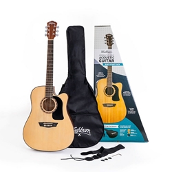 Washburn Spruce Top Acoustic Guitar Pack With Case, Natural