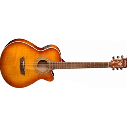 Washburn 6-string Acoustic-electric Guitar with Flame Maple Veneer Top, Catalpa Back and Sides, Ice Tea Burst